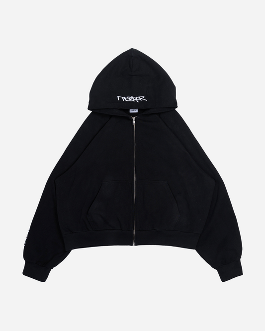 BLACK ZIPPER HOODIE