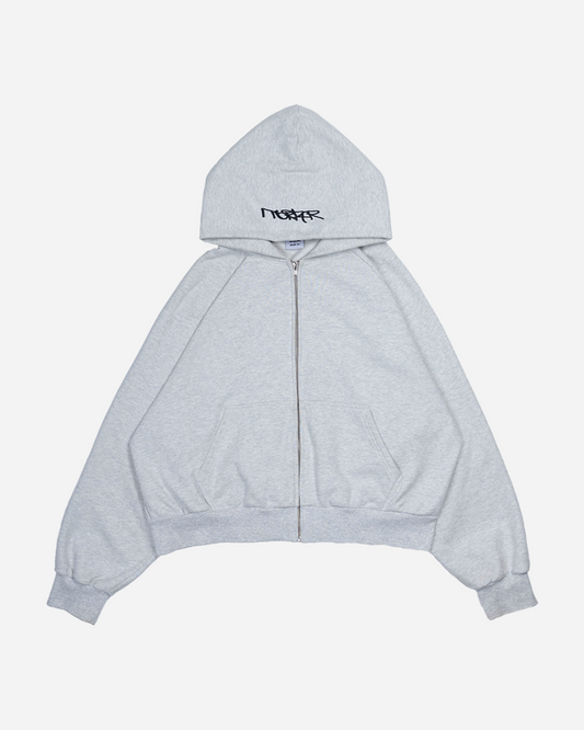 GREY ZIPPER HOODIE