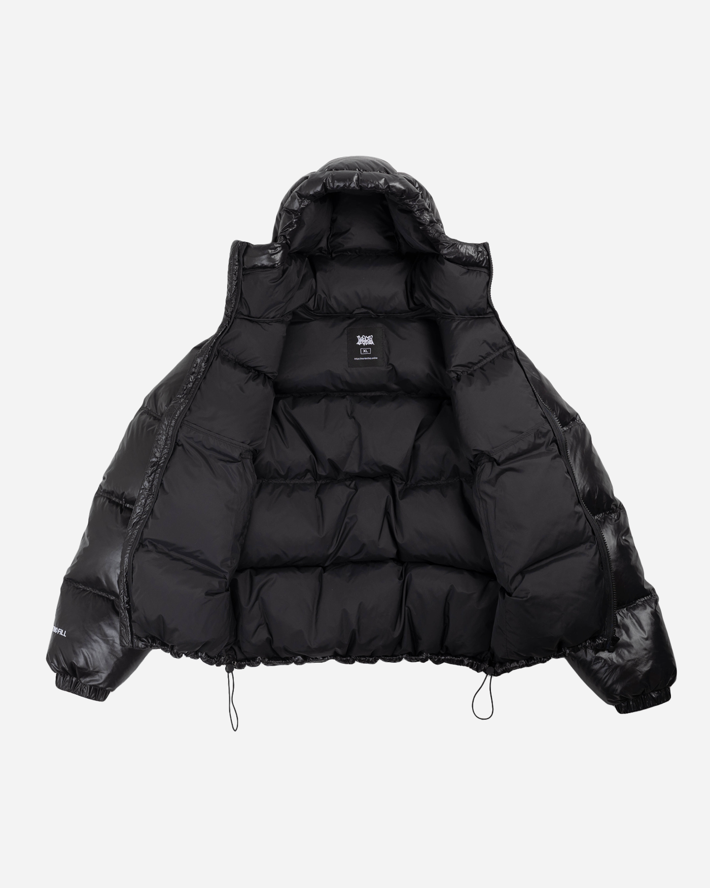 Black puffer jacket liner detail