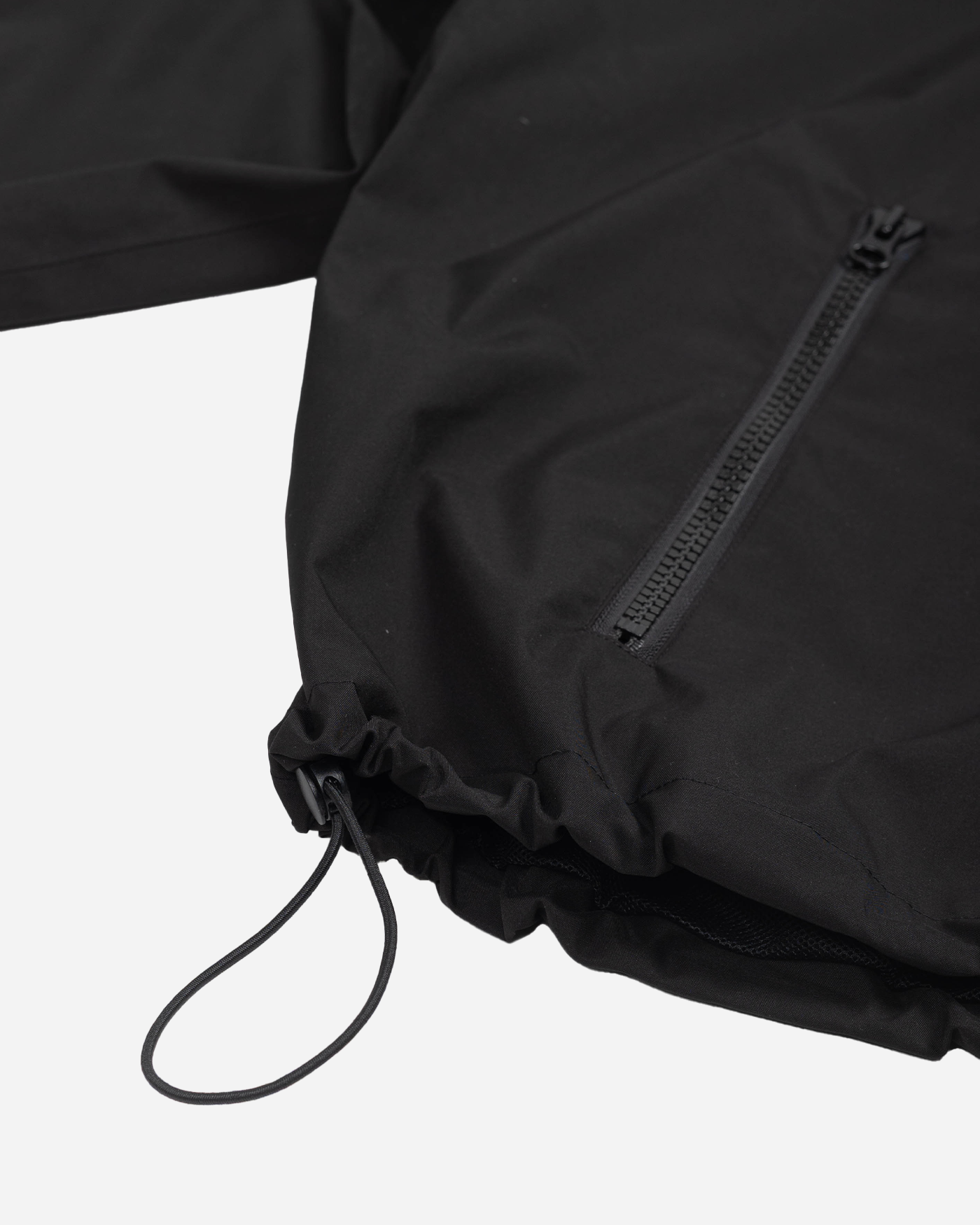 Black stripe snow jacket adjustable waist detail