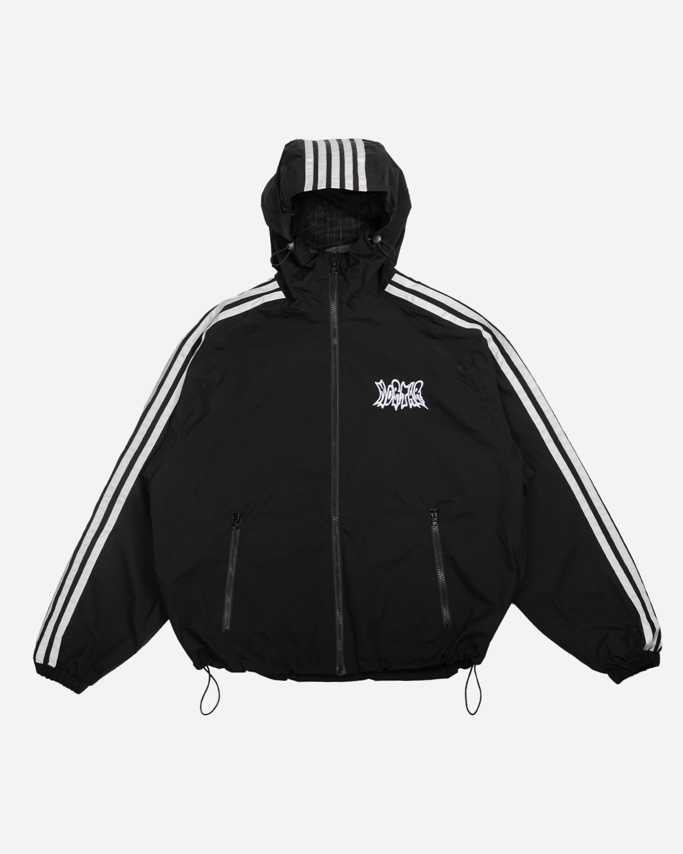 Black stripe snow jacket front view