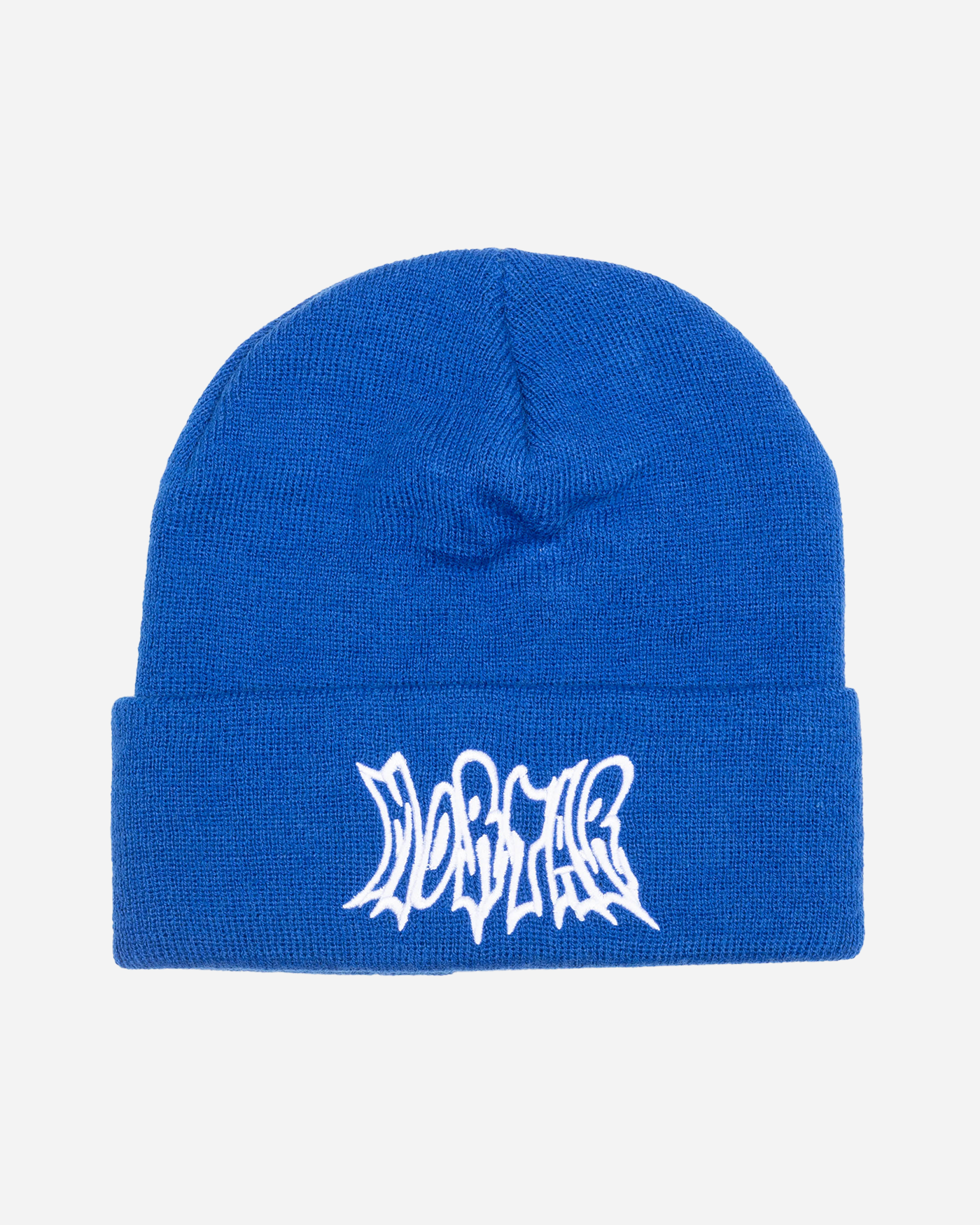 Blue beanie front view