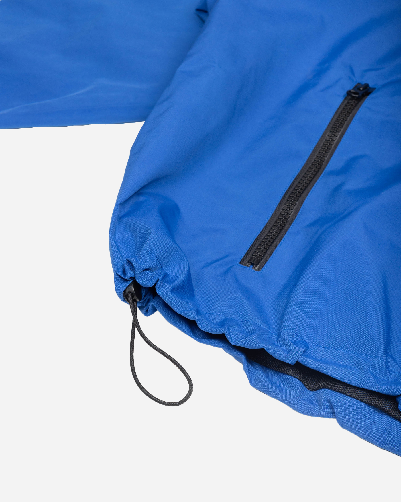 Blue stripe snow jacket adjustable waist detail