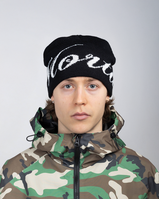 SCRIPT BEANIE BLACK