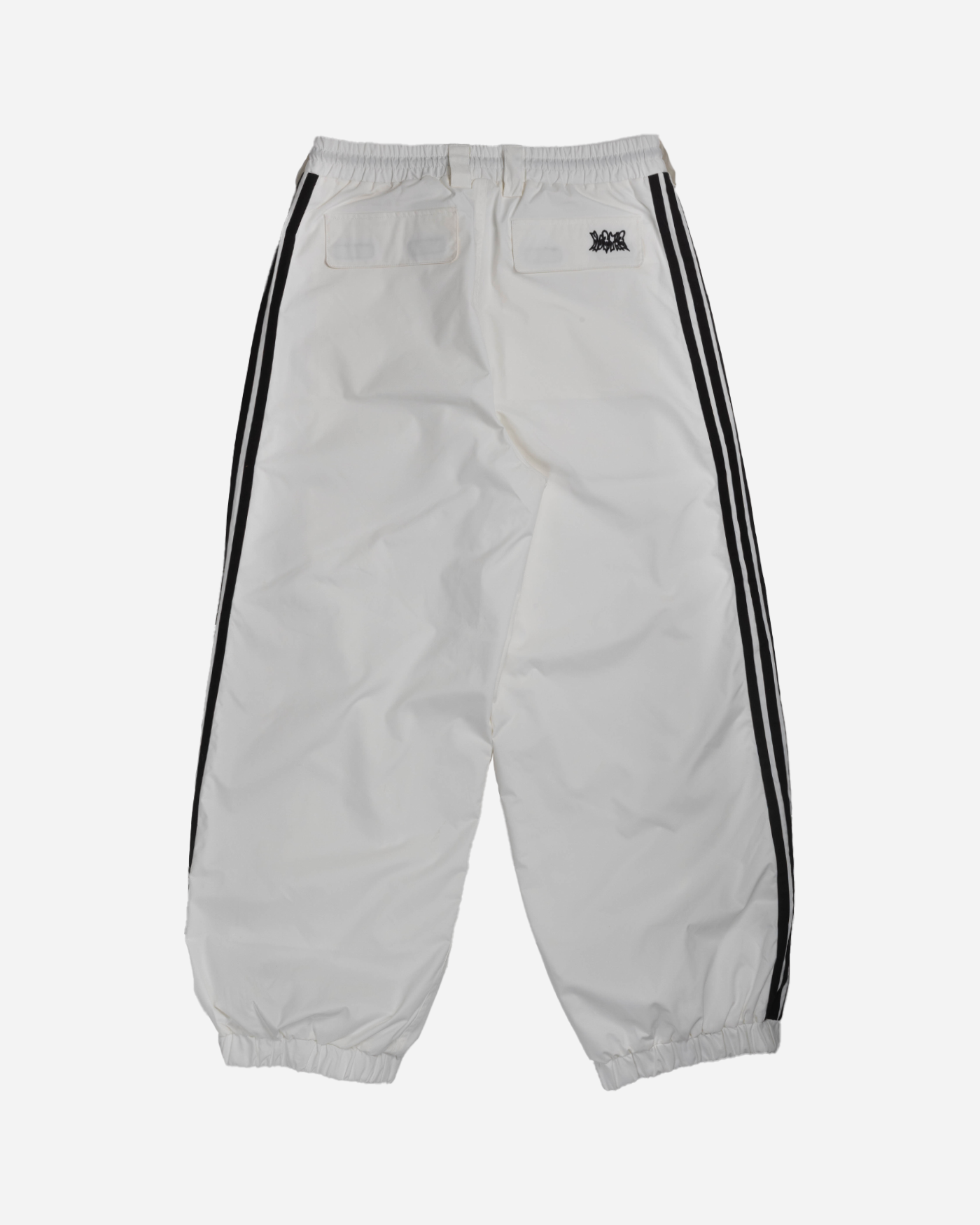 White stripe baggy snowpants back view
